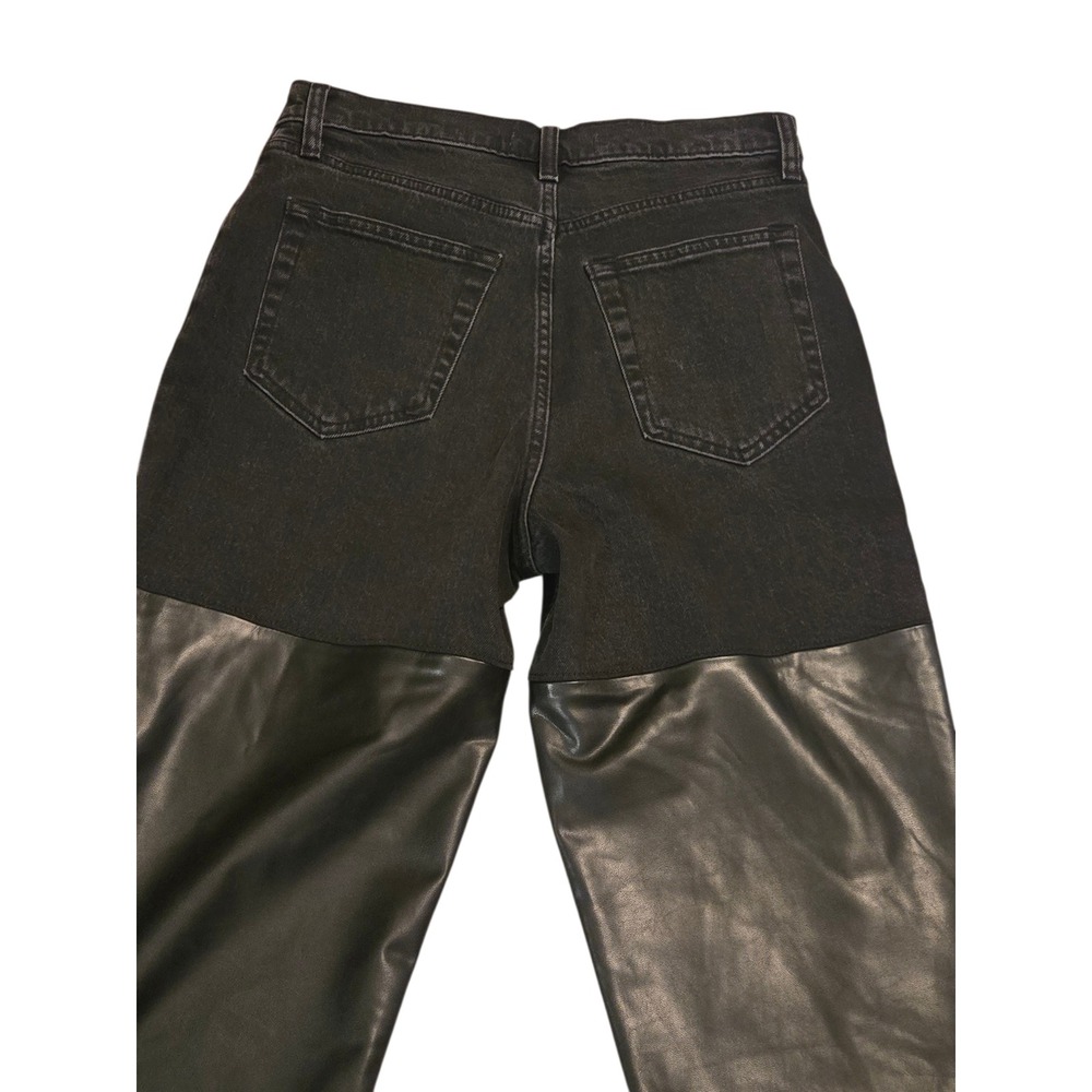 Abercrombie & Fitch 29/8 Black Jeans 90s Straight Ultra High Rise Faux Leather - Picture 9 of 9